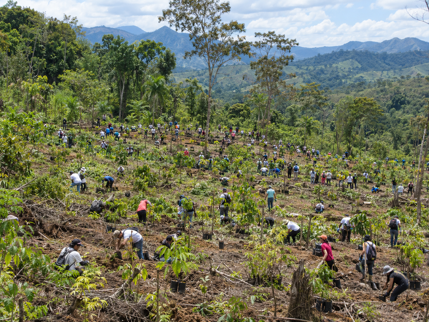 Voluntarios de VITALIS durante una plantación en Venezuela